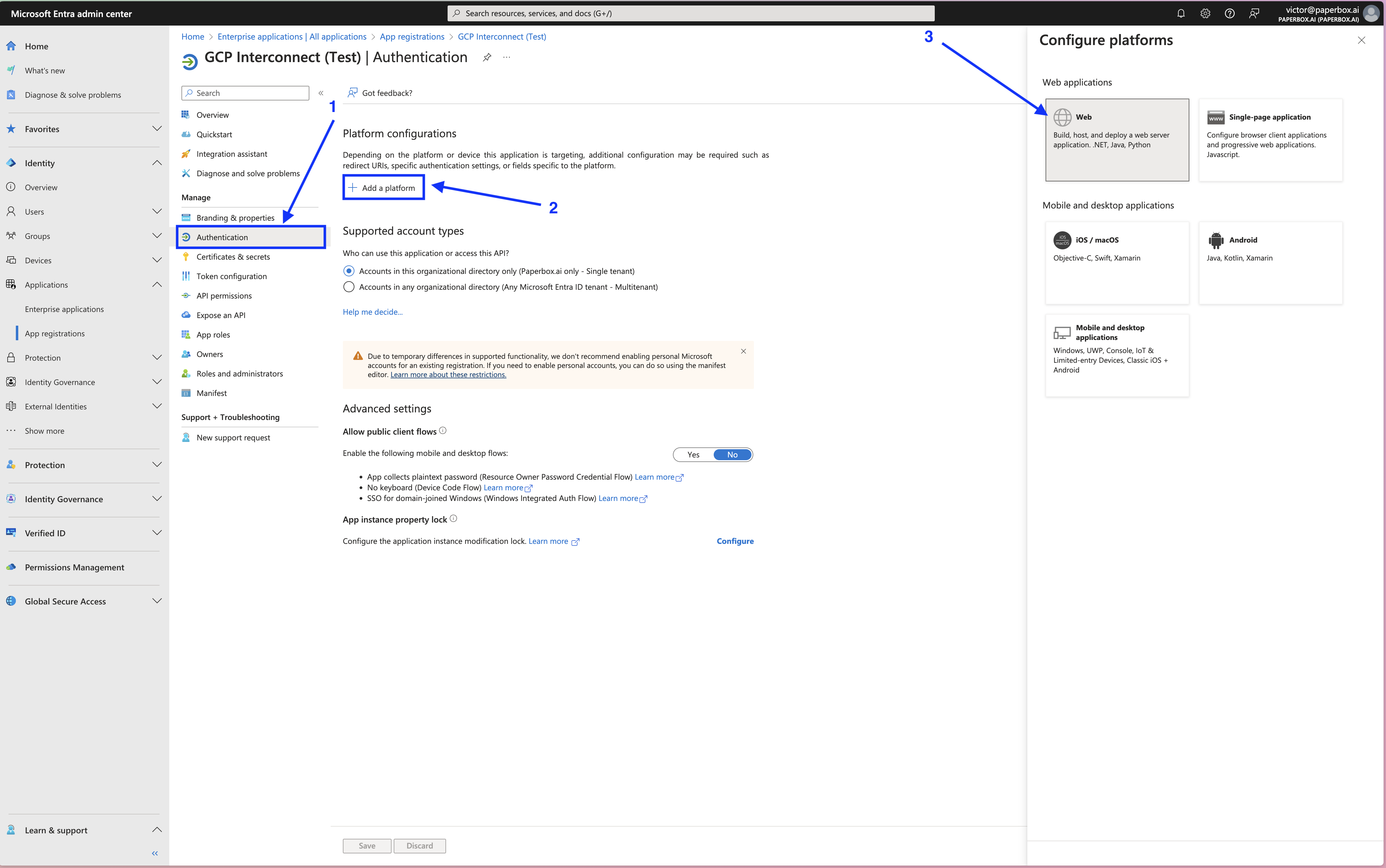 Add Platform Authentication