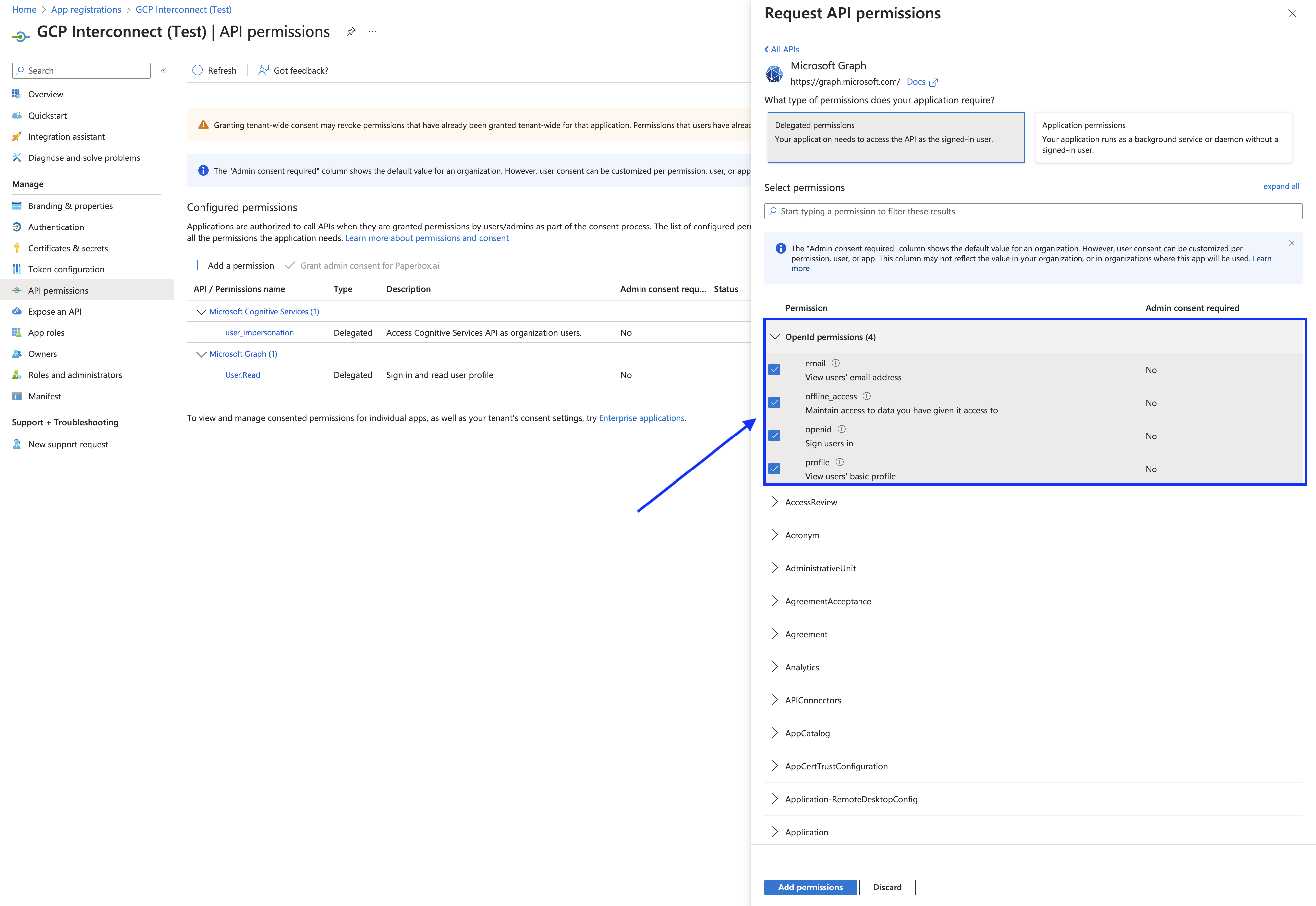 Openid permissions